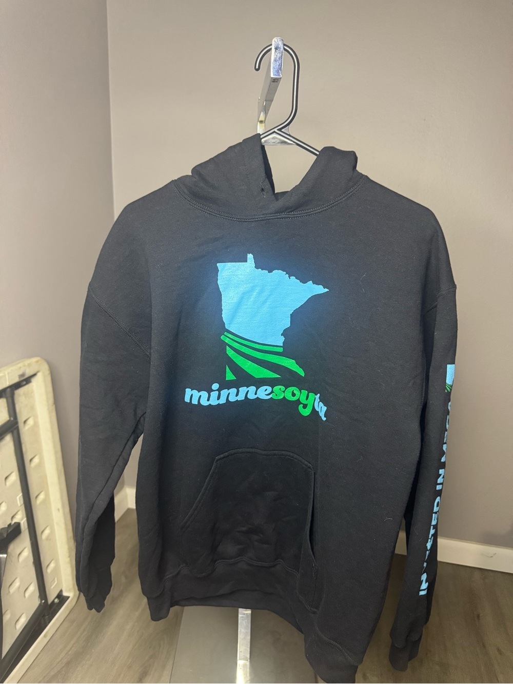 Minnesoyta Black Graphic Hoodie - Blue & Green Logo